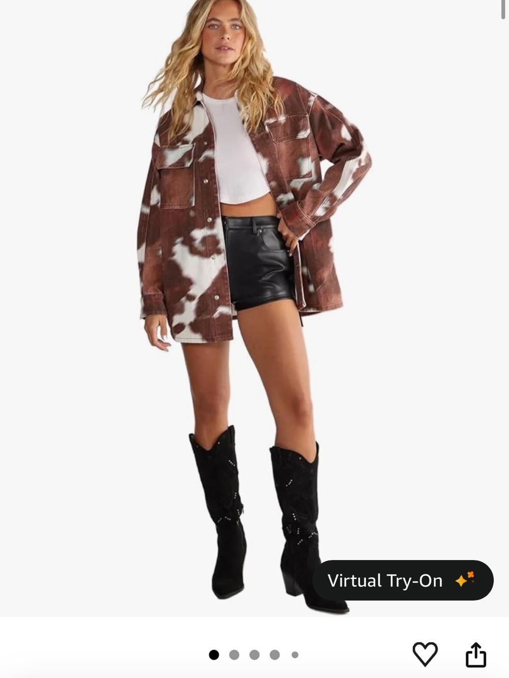 Nasty Gal Brown and Cream Tie-Dye Shacket